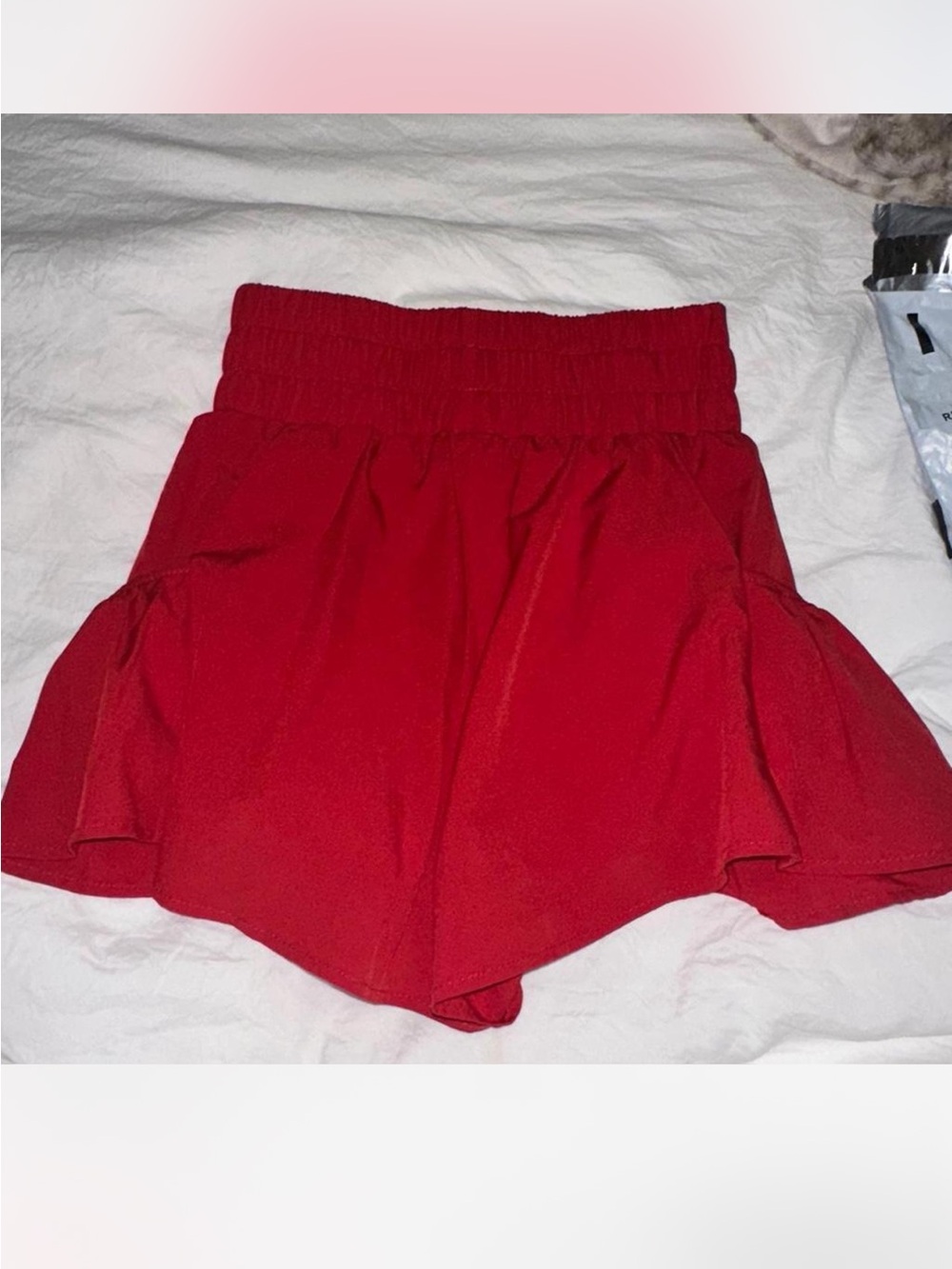 High-Waist Red Women’s Ruffle Sport Shorts